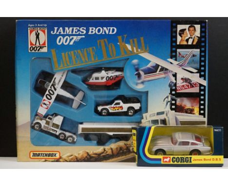 Boxed Matchbox James Bond 007 Licence To Kill diecast model set, complete and ex, box gd plus a boxed Corgi 96655 James Bond 