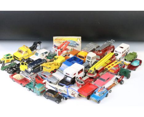 Around 35 play worn diecast models, mainly mid 20th C, to include Dinky, Corgi, Matchbox, Britains &amp; Lone Star examples, 