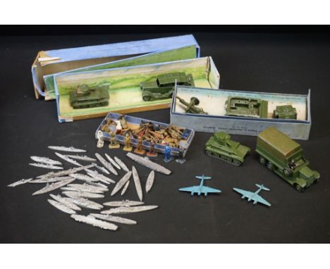 Two boxed Dinky military diecast models sets to include No 152 Royal Tank Corps Light Tank Unit (missing one model) and No 16