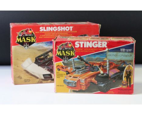 MASK - Two boxed Kenner MASK vehicles to include Stinger with Bruno Sheppard figure and Slingshot with Ace Riker, models in a
