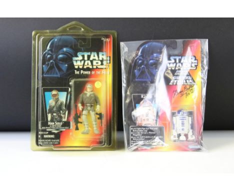 Star Wars Autograph - Carded Kenner Star Wars R2-D2 figure signed by Kenny Baker plus a carded The Power of the Force Han Sol