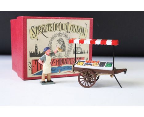 Boxed Trophy Miniatures Streets Of Old London 'Fruit Vendor' metal figure set, no. C57 (gd overall with some light paint chip