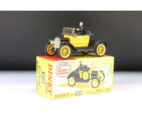 Boxed Dinky 109 Gerry Anderson's The Secret Service Gabriel Model T Ford diecast model with driver, diecast shows light paint