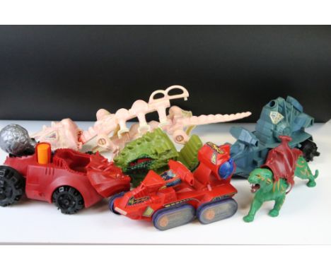 Masters of the Universe - 12 Original Mattel vehicles &amp; creatures to include Battle Cat, Stridor, Attak Trak, Bashasaurus