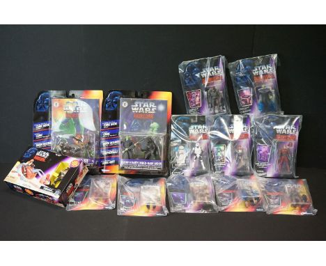 Star Wars - 13 boxed/carded Kenner Star Wars Shadows Of The Empire figures and vehicle set to include Swoop vehicle, Boba Fet