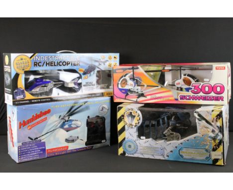 Radio Control - Three boxed R/C helicopters to include Syma 300 Schweizer, Global Gizmos Indestructible RC Helicopter and Hum