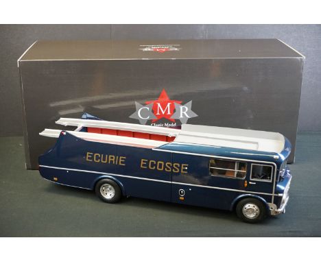 Boxed CMR Classic Model Replicars 1/18 CMR206 Commer TS3 Three Car Transporter Ecurie Ecosse diecast model, with outer trade 