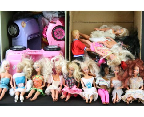 Collection of Mattel Barbie dolls circa 1980s onwards plus various clothing and 3 x cars (all variants) and other fashion dol