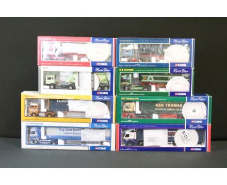Eight boxed Corgi Limited Edition Collectables 1:50 scale diecast model trucks, to include CC13103 Elddis Transport Ltd, CC12