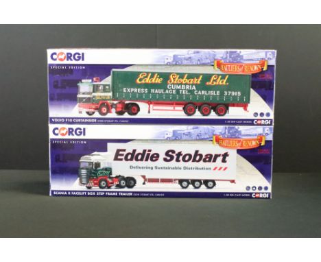 Two boxed Special Edition 1/50 Corgi Hauliers of Renown Eddie Stobart diecast models to include CC15508 Volvo F10 Curtainside
