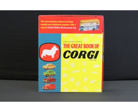 The Great Book of Corgi 1956 - 1983 by Marcel R.Van Cleemput, with ltd edn Routemaster bus diecast model, contained within ou