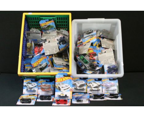 Around 125 carded Mattel Hot Wheels diecast models, overall ex (two boxes) 