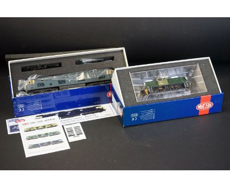 Two boxed Heljan OO gauge locomotives to include Class 14 item 1400 D9500 BR green and 53041 1200 Falcon BR blue weathered 