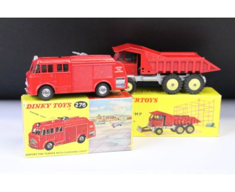 Two boxed Dinky diecast models to include 959 Foden Dump Truck and 276 Airport Fire Tender with flashing light, both with pai