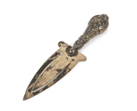 Dagger form Edwardian silver bookmark by C.F.W Birmingham 1904        