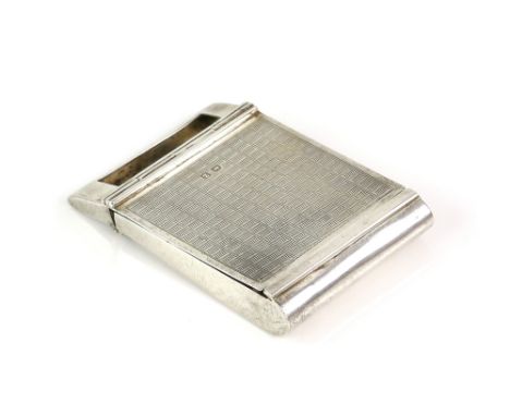 Unusual fold over to open silver vesta case with engine turned front and plain back by Haseley and Co Birmingham 1924        