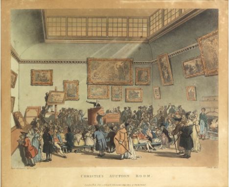After Augustus Pugin and Thomas Rowlandson Christie's Auction Room Aquatint, engraved by John Bluck, published 1808 at R. Ack