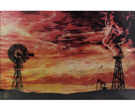 Shepard Fairey (American 1970) Evolve Devolve offset lithograph, signed in pencil and dated 09, 60cm x 90cm        Some disco