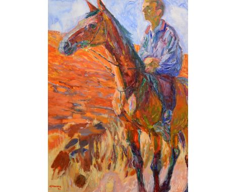 § Hans Schwarz RBA, RP, RWS, NEAC (Austrian, 1922-2003). 'Nick Dawes on Indian Miner', oil on board, signed, 118cm x 89cm. Pr