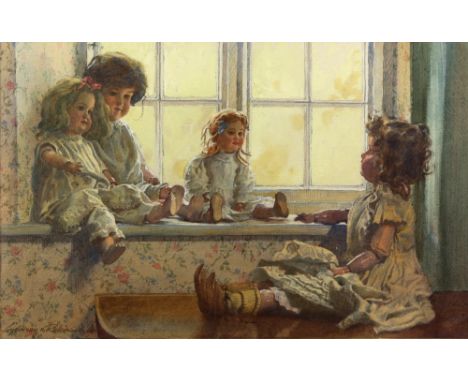 Geoffrey Robinson (British, b.1945), 'The New Arrival', watercolour, with leaflet from Summer Miscellany, Bourne Gallery Ltd,