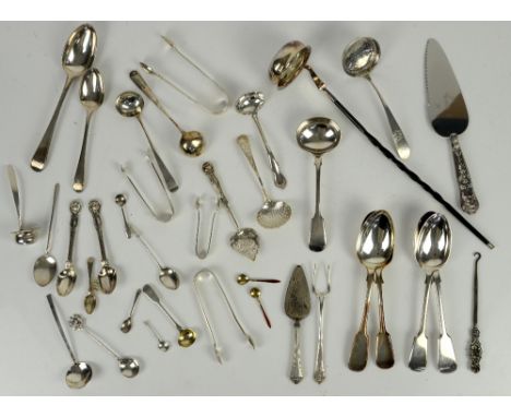 Selection of silver flatware to include a George V toddy ladle, by Cooper Brothers &amp; Sons Ltd, Sheffield 1926, 11.5 cm lo