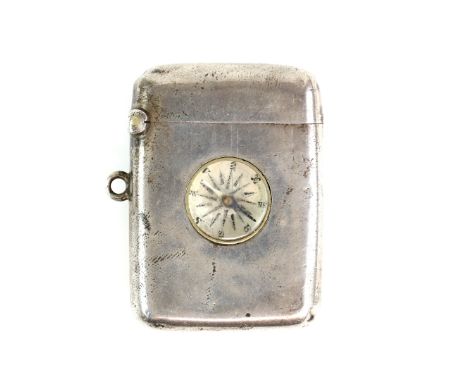 Victorian compass set silver vesta case by Saunders and Shepherd, Birmingham 1898        