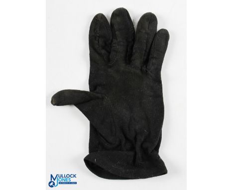 Interesting and Early Lady's Black Vintage Golf Glove - elastic wrist, signs of wear, and minor repair stitching - good examp