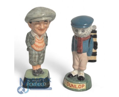 Royal Doulton Golfing Figures. Golfer and Caddy Series Penfold Golfer limited 204/2000, Dunlop Caddy limited 213/2000 14cm hi