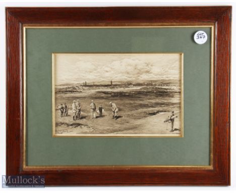 Michael J Brown (after) Life Association Golf Print titled "St Andrews - High Hole (Coming Home) featuring players Mr Guy Cam