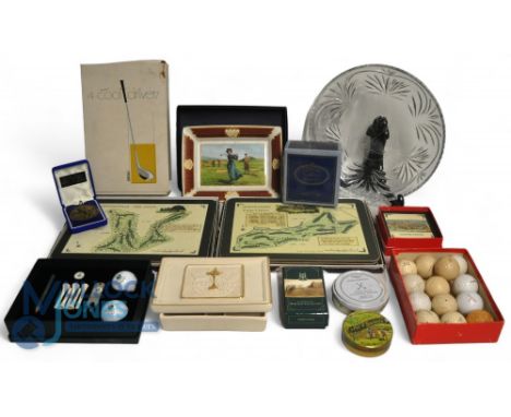 Collection of Golfing Memorabilia. Consisting of Royal Worcester Dish, St Andrews Golf set, Cool Drivers Ice Driver Golf Club