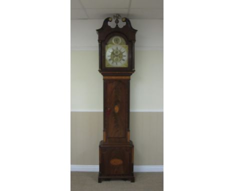 "A 19th Century musical mahogany Longcase Clock having fourteen bells and twenty three hammers playing a different tune for e