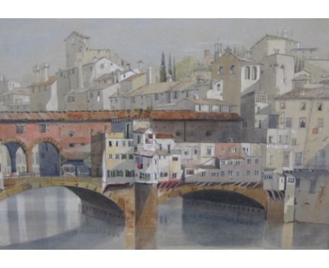 "LOUISA SMITH (fl. mid 19th century)The Ponte Vecchio, Florencewatercolour heightened with white, unframed10 1/4 x 14 in  (26