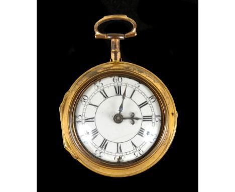 "An 18th Century pair cased Pocket Watch the white enamel dial with roman numerals, the fusee movement with square pillars ma