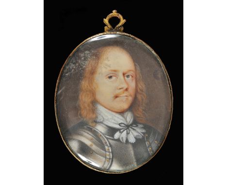 "A 17th Century David de Granges painted miniature bust Portrait of gentleman wearing armour, watercolour on vellum, 2in x 1.