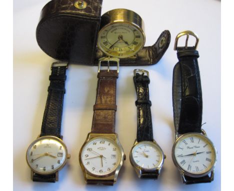 "A Gentleman’s Omega Automatic Wristwatch the champagne dial with arabic numerals, sweep seconds hand and date aperture on bl