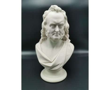 A 19th century parian bust of Professor John Wilson, attributed to Kerr &amp; Binns from the Worcester company, after the ori