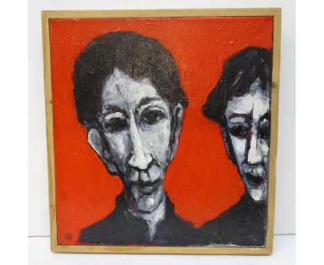 Keith Gretton (b. 1934) British portrait of a couple, acrylic on canvas, monogram to lower left corner, signed and dated 2010