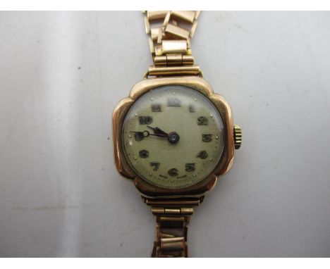 An early 20th century Talis 9ct gold ladies manual wind wristwatch. The dial having arabic numerals, fitted with a 15 jewel m