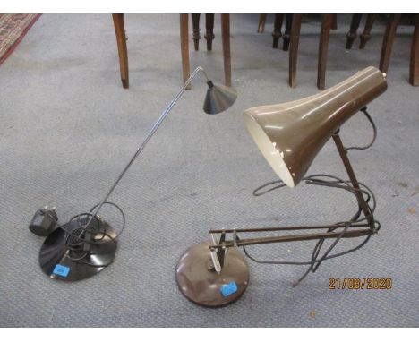 A Swiss Optelma reading light, together with a vintage brown enamelled anglepoise lamp 