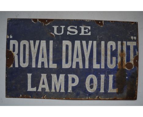 Vintage enamel advertising sign "Use Royal Daylight Lamp Oil". 50.7x30.3cm 