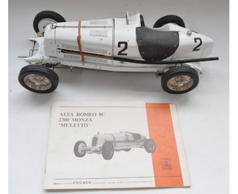 Built Pocher Models 1/8 scale Alfa Romeo 8C 2300 Monza "Muletto" mixed media model with original instruction manual, poseable