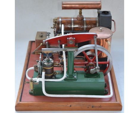 Large Stuart Models detailed steam powered beam engine, base 49cm x 43cm, height with smoke stack in position 41.5cm 