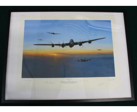 "Target Bearing 27 degrees" print by Robert Taylor,  Lancaster Bombers of 617 Sqn 12th November 1944 assembled in loose forma