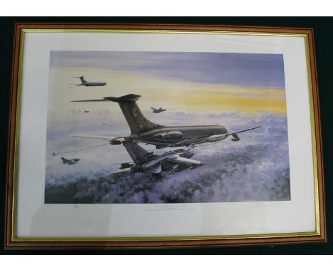 "Atlantic Trail" print by Michael Rondot depicting Tornado's of 617 Sqn Tornado's refuelling from a 101 Sqn VC-10K tanker.  S