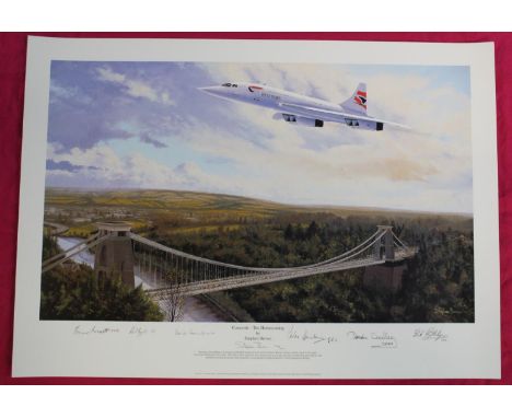 CONCORD 'THE WELCOME HOME' Sample print by Mark Wilkinson, showing the flight over the Clifton Suspension Bridge. November 20