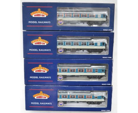 Four Bachmann OO gauge Mk1 Pullman coaches, all with fitted lighting to include 2 x 39-291 First Parlour, 39301 Second Kitche