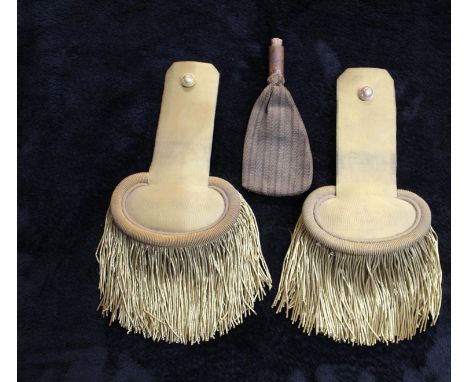 Pair of Naval Officers epaulettes by L.Thevenet &amp; Sibuet, in original box and a home made shot pouch. 