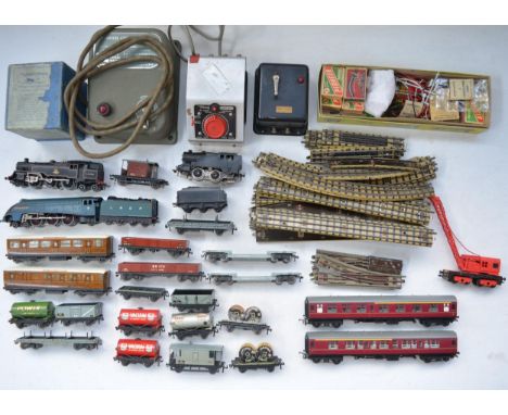 Collection of vintage Hornby Dublo OO gauge coaches, wagons, track, controllers, accessories etc to include 3 electric locomo