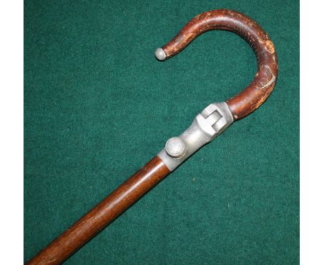 Victorian shooting stick with leather seat, L83cm 