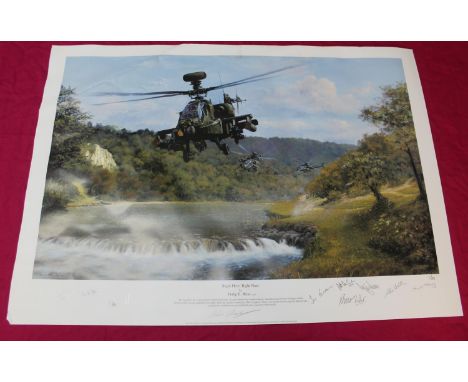 RIGHT HERE, RIGHT NOW. Print by Phillip E West depicting the worlds premier attack helicopter, the Apache. Setting combat rec